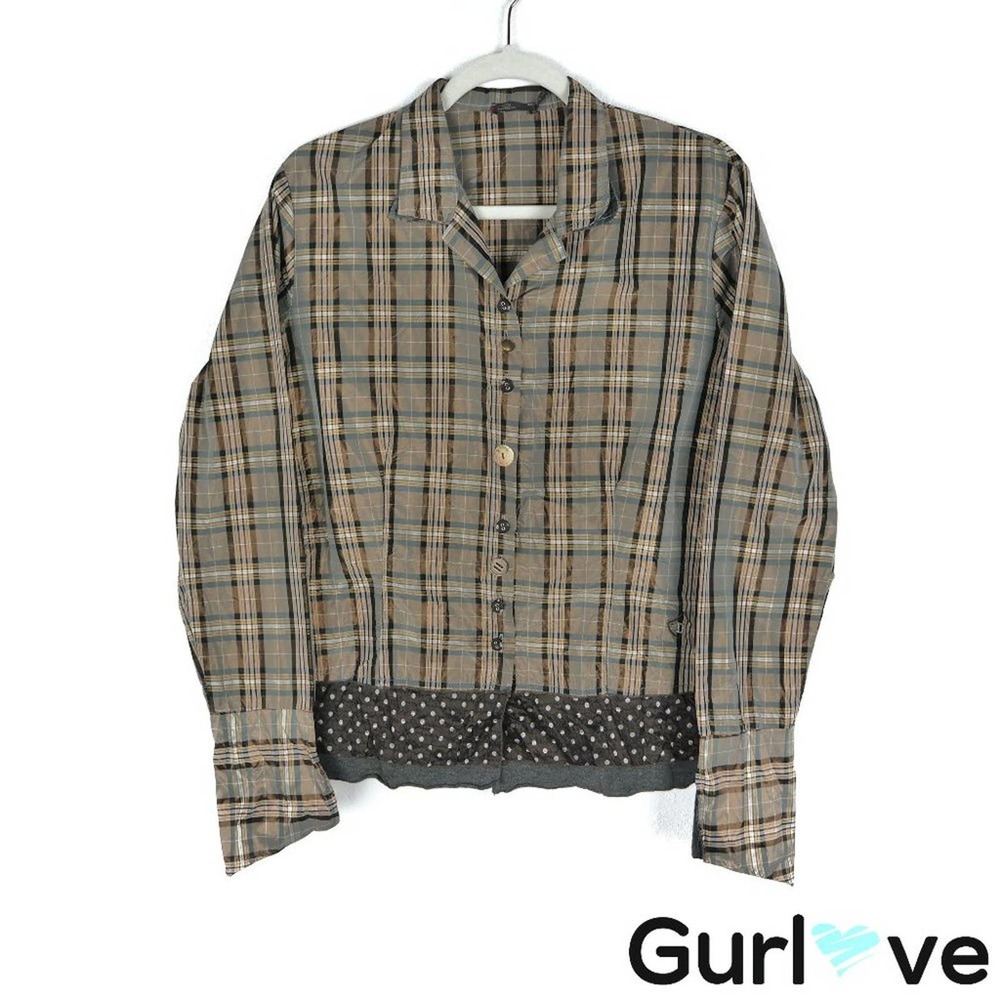Dismero L Satin Plaid Polka Made in Italy Button